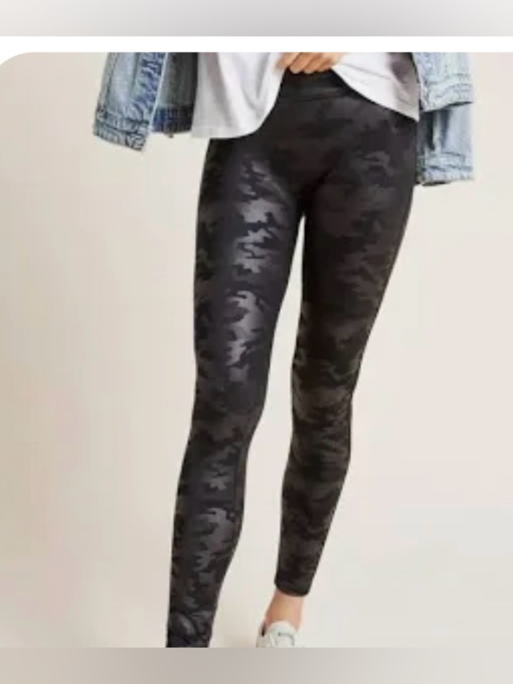 SPANX black camel oil, slick, faux, leather leggings